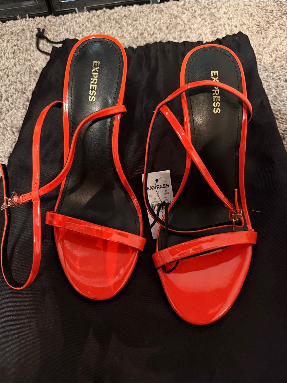 Express Women’s Orange Patent Strappy Sandals